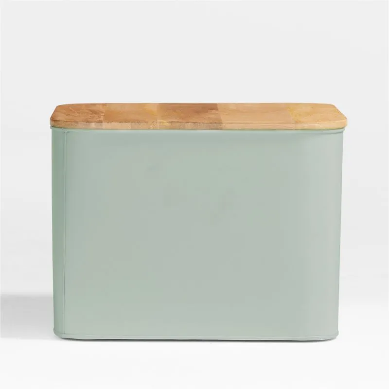 Outline Sage Medium Metal Floor Storage Bin with Wood Lid