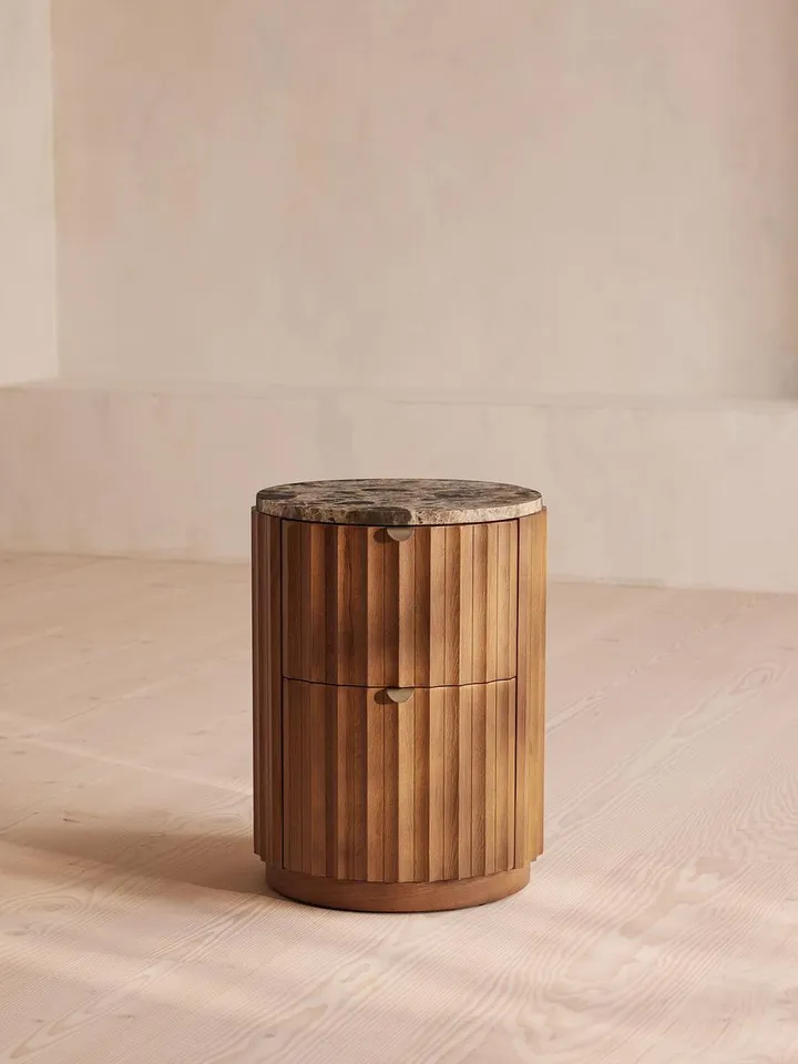Railton Bedside Table, Dark Emperador