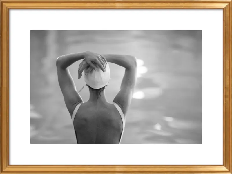 Woman Swimmer in a White Cap by Lucy Snowe for Artfully Walls