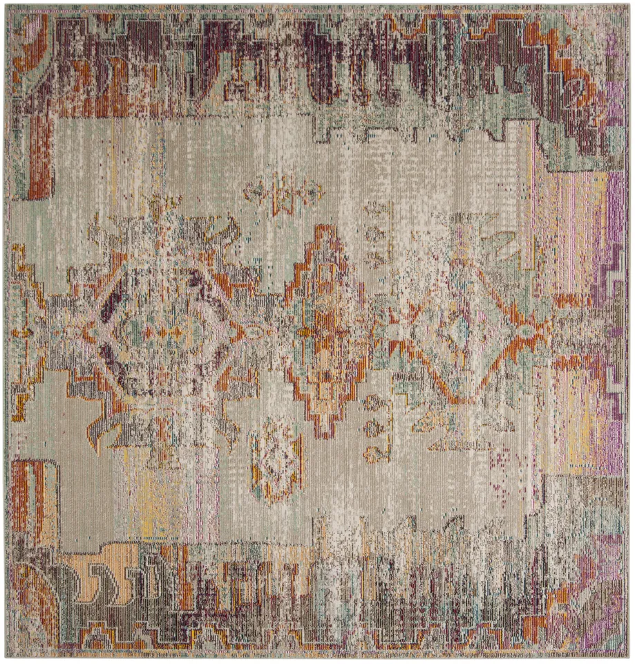 Arlo Home Woven Area Rug, CRS517P, Light Grey/Purple,  5' X 5' Square
