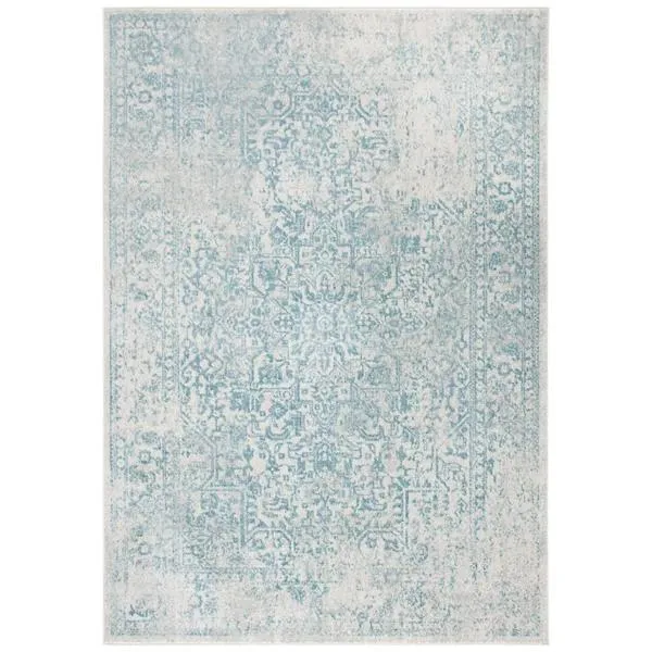 Evermere Distressed Medallion Navy Area Rug