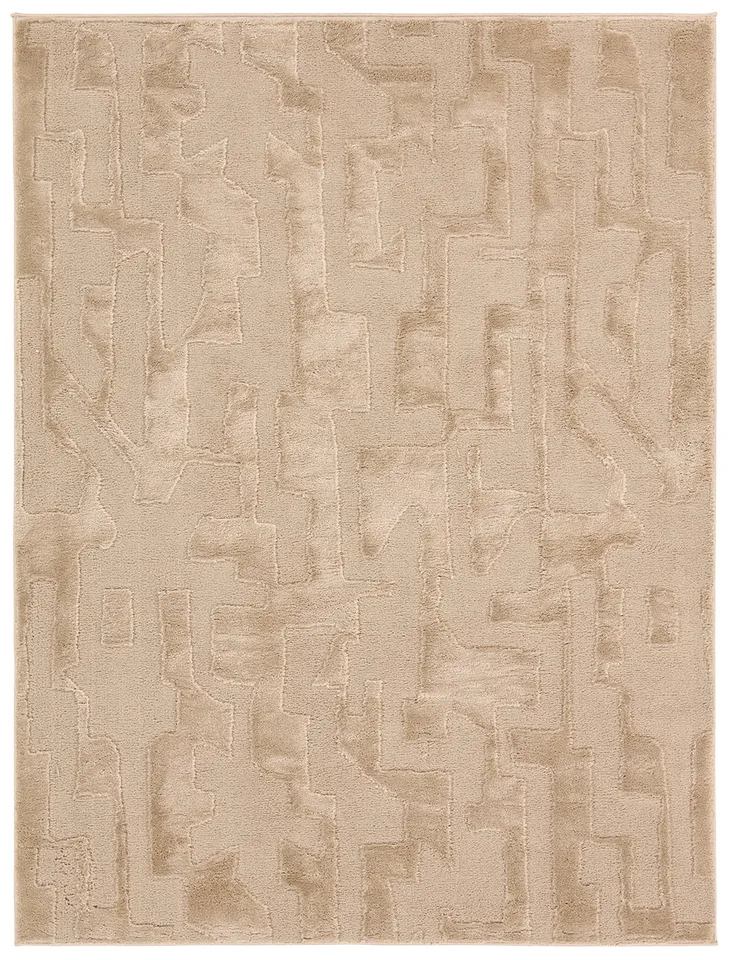 Nikki Chu by Demir CNU05 Abstract Tan and Brown Area Rug (5'3"x7')