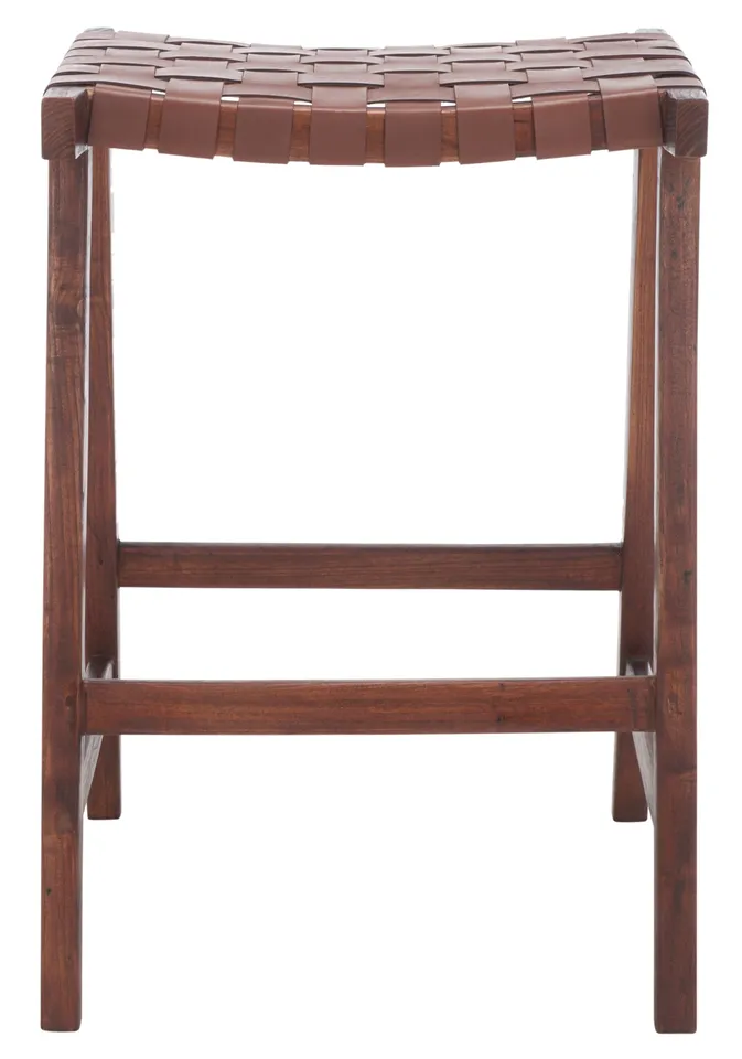 Abreu Rectangle Counter Stool - Cognac / Walnut