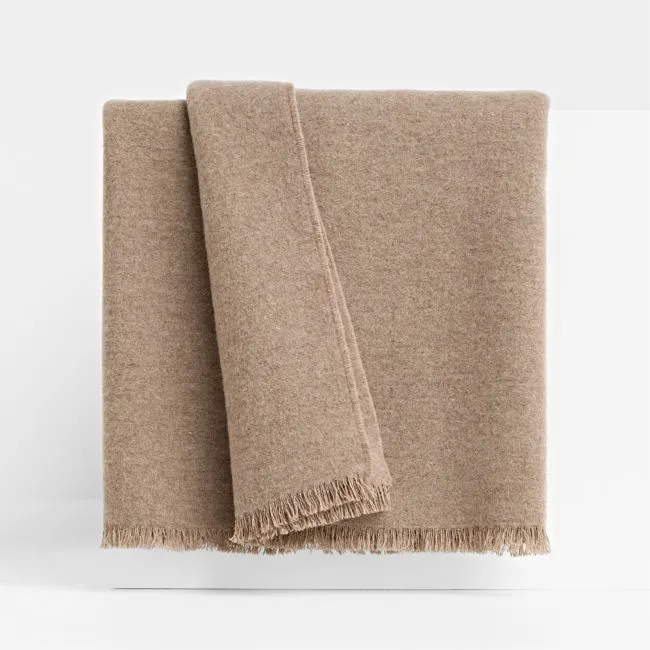 Italian 70"x55" Cashmere Blend Taupe Throw Blanket