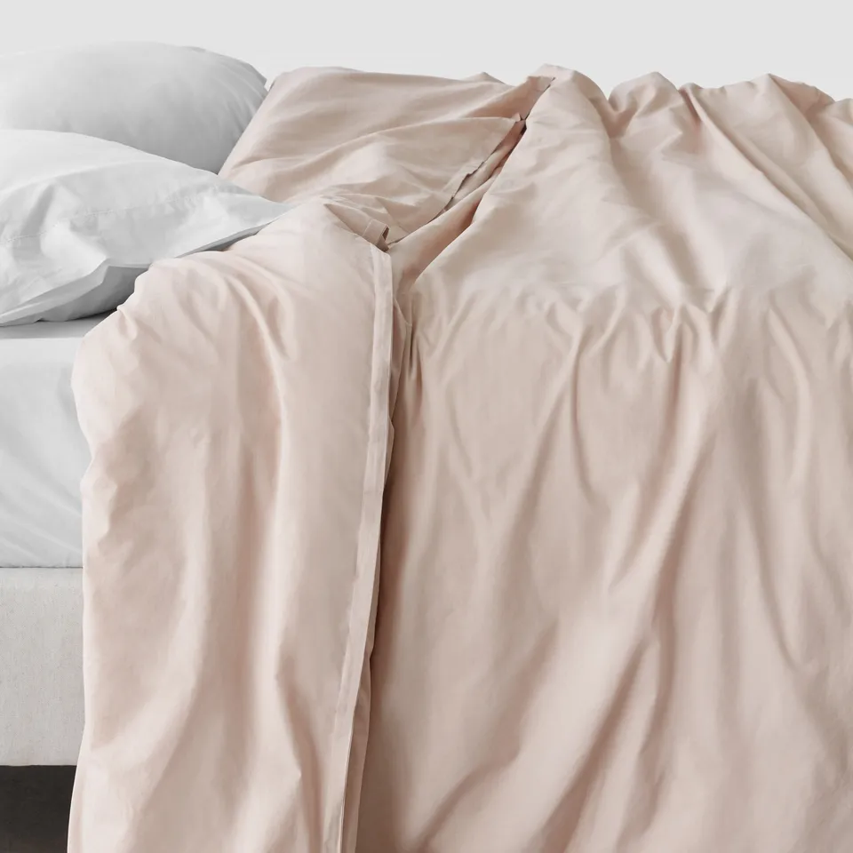 The Citizenry Stonewashed Organic Cotton Percale Duvet Cover | Full/Queen | Duvet Only | Blush