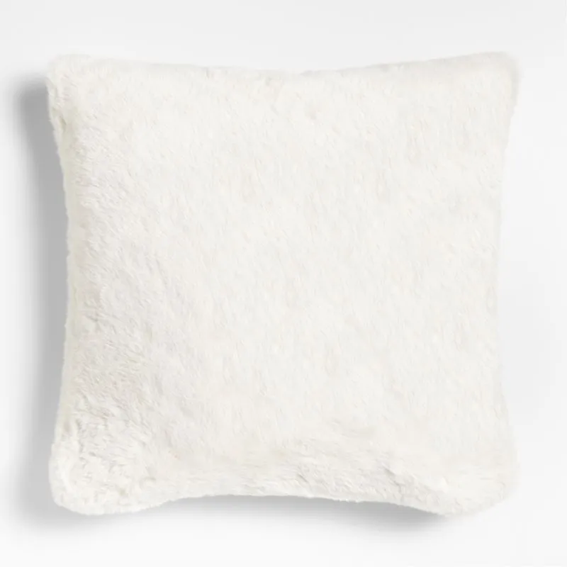 Ivory 23"x23" Faux Fur Throw Pillow Cover