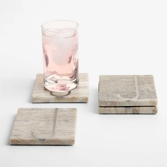 Tuscan Kitchen Marble "J" Monogram Coasters, Set of 4