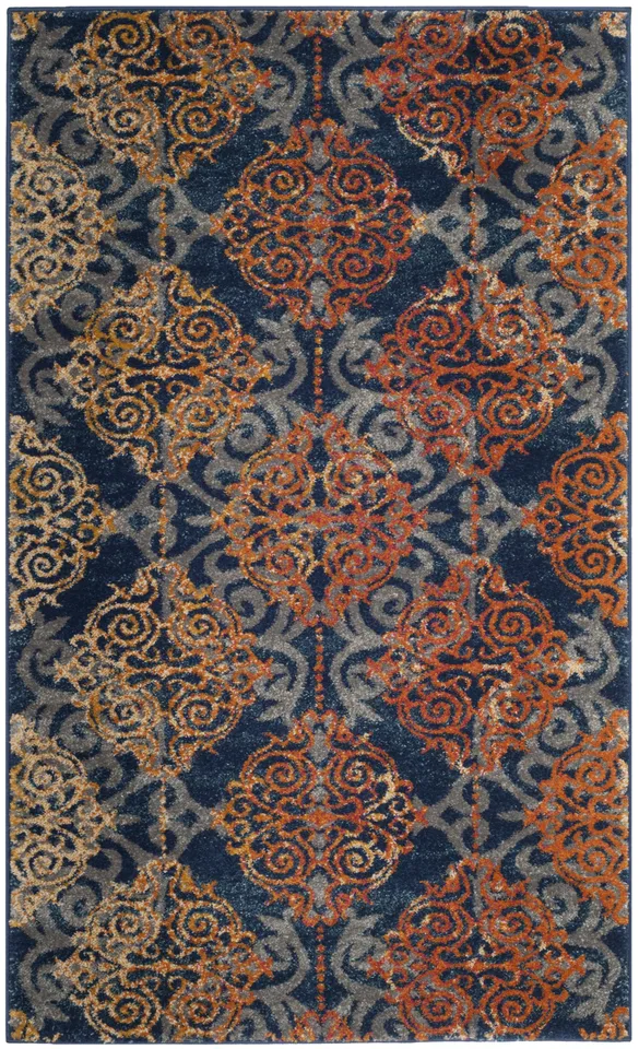 Arlo Home Woven Area Rug, EVK230S, Blue/Orange,  3' X 5'
