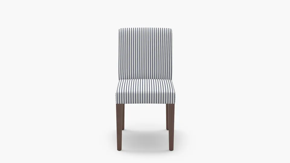 Signature Dining Chair, Navy Classic Ticking Stripe, Walnut Square Tapered Leg