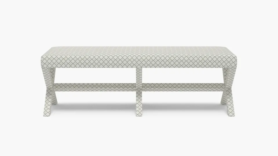 Double X Bench, Jade Petite Lattice