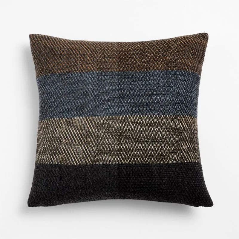 Stowell Cotton, Wool and Silk Blend 20"x20" Blue Throw Pillow Cover