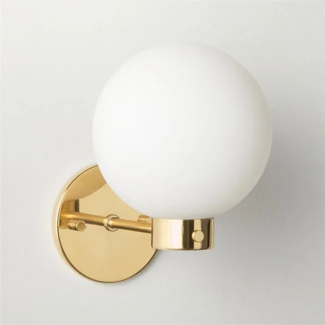 Marra Polished Unlacquered Brass Globe Wall Sconce