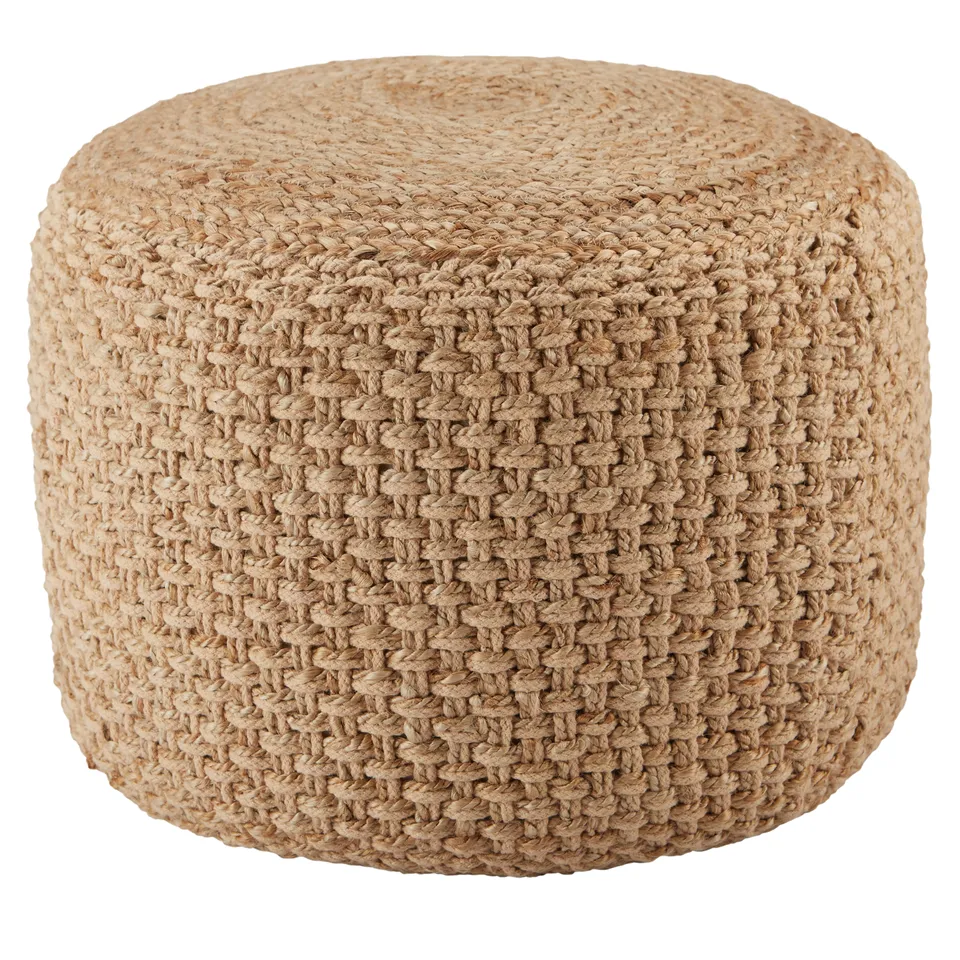 Kealani Trellis Beige Cylinder Pouf