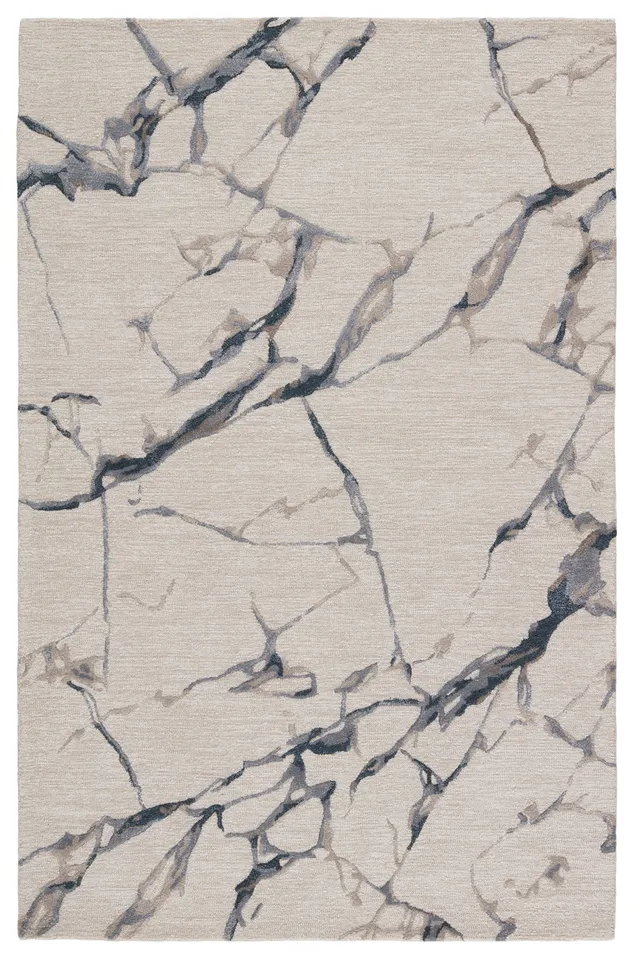 Shattered Handmade Abstract Light Gray/ Blue Area Rug (9'X12')