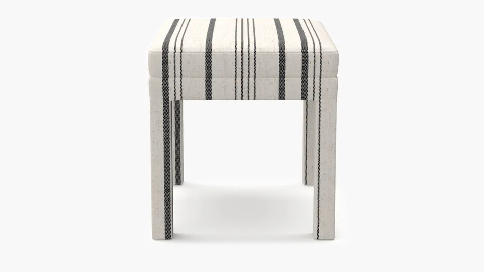 Parsons Ottoman, Black Market Stripe