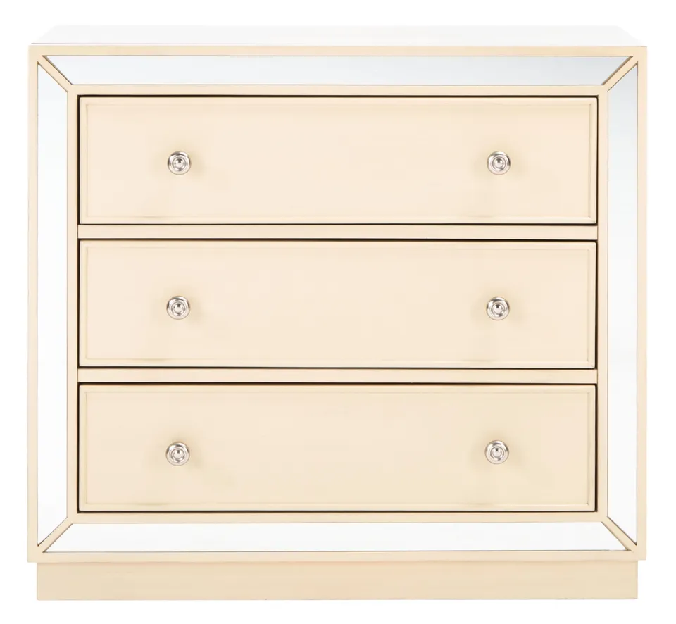 Basie 3 Drawer Chest - Antique Beige / Mirror
