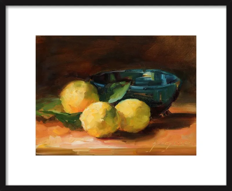 Lemons and Blue Bowl by Georgesse Gomez for Artfully Walls