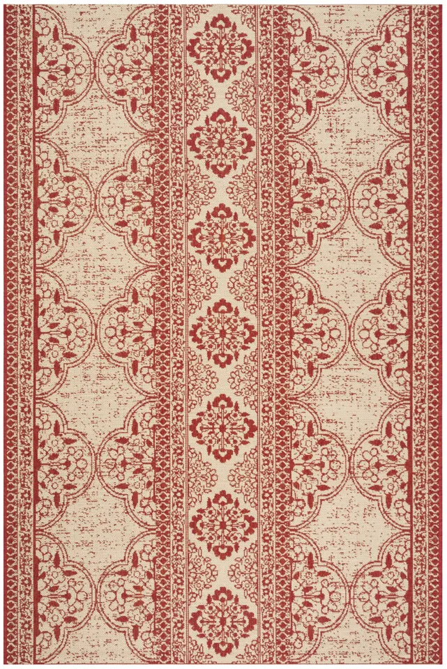 Arlo Home Indoor/Outdoor Woven Area Rug, LND174Q, Red/Cream,  5' 1" X 7' 6"