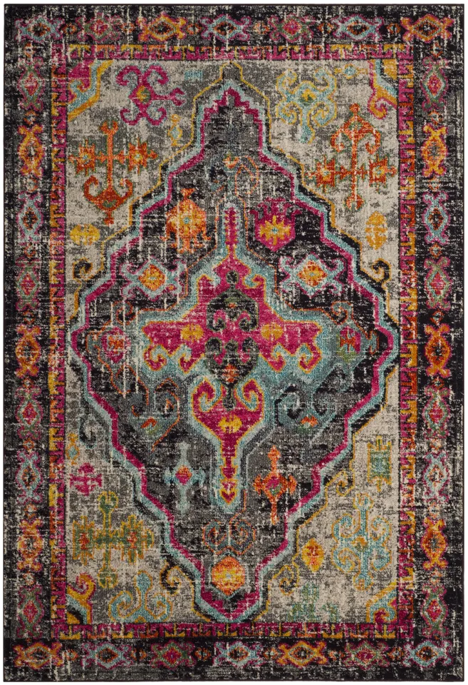 Arlo Home Woven Area Rug, MNC247R, Grey/Fuchsia,  4' X 5' 7"