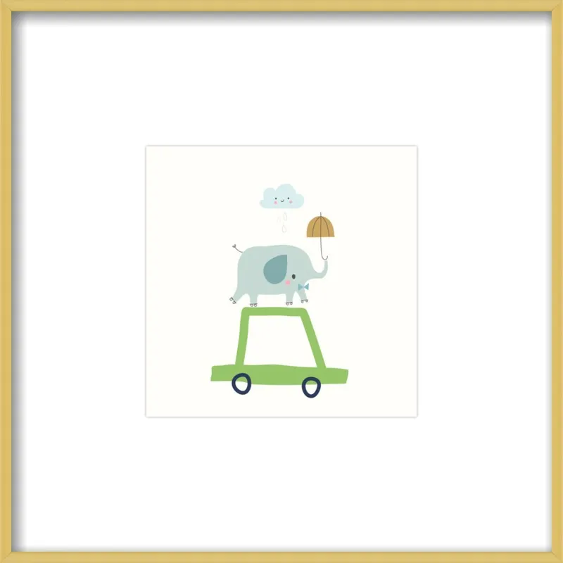 Retro Elephant and Car by Sarah Betz - Little Cube for Artfully Walls