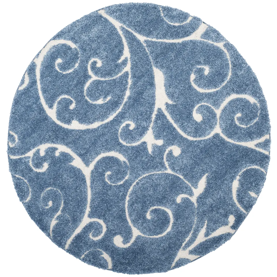 Arlo Home Woven Area Rug, SG455-6011, Light Blue/Cream,  6' 7" X 6' 7" Round