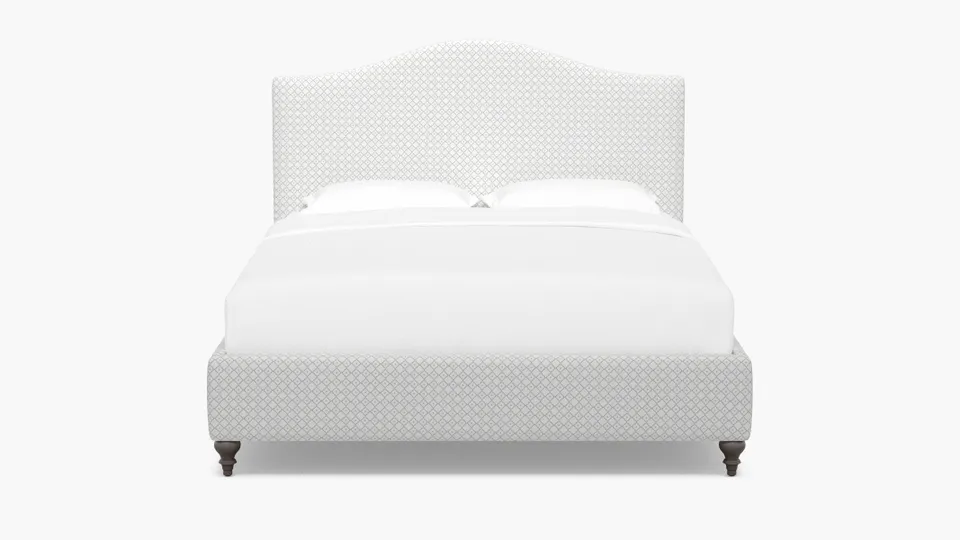 Camelback Bed, Delft Petite Lattice, Espresso Traditional Turned Leg, King