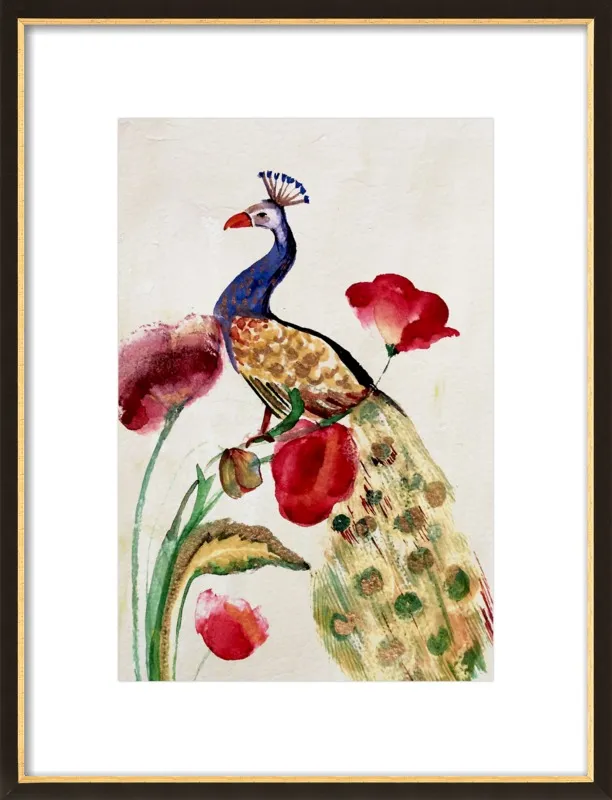 blue gold peacock by Ruti Shaashua for Artfully Walls
