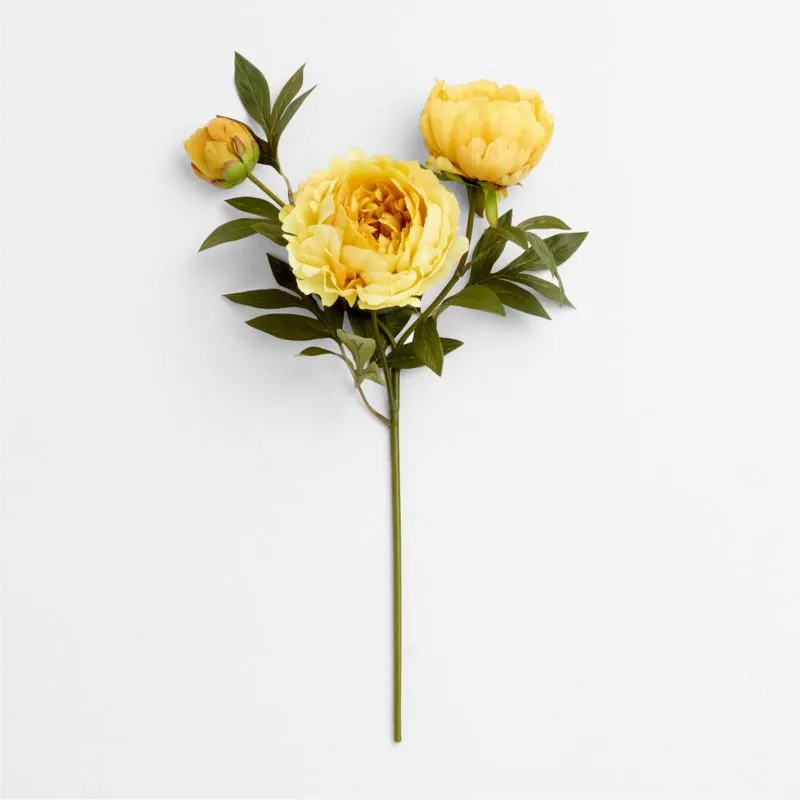 Faux Yellow Peony Spray 24"