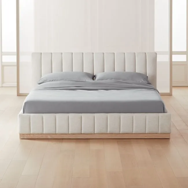 Forte Channeled White Performance Fabric Upholstered King Bed