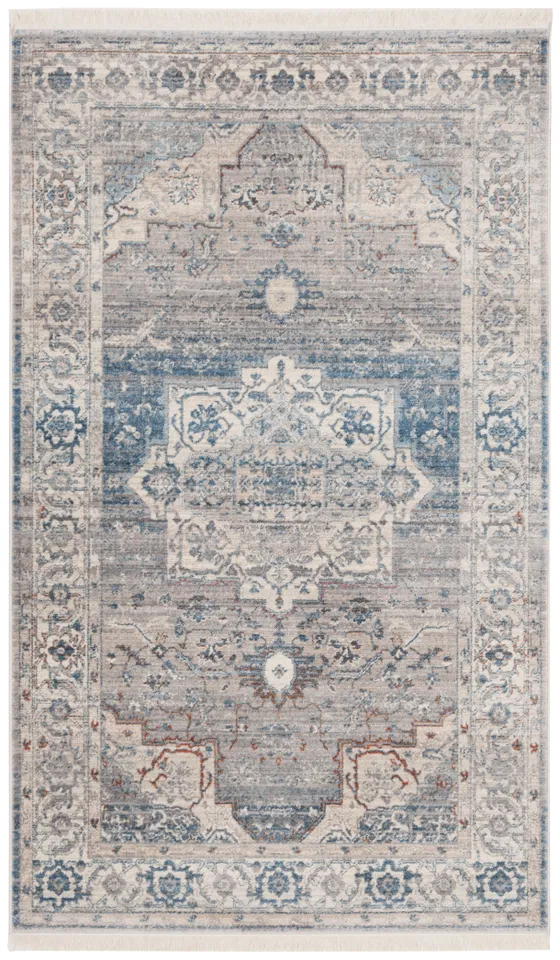 Arlo Home Woven Area Rug, VTP447F, Grey/Blue,  2' 2" X 8'