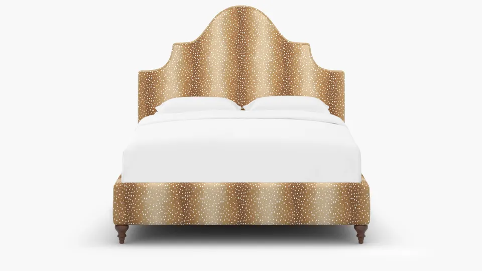 Statement Bed, Faline, Walnut Traditional Turned Leg, Full