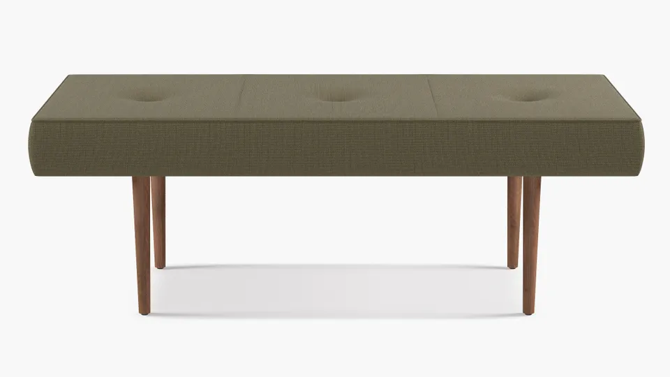 Mid-Century Bench, Olive Everyday Linen, Espresso