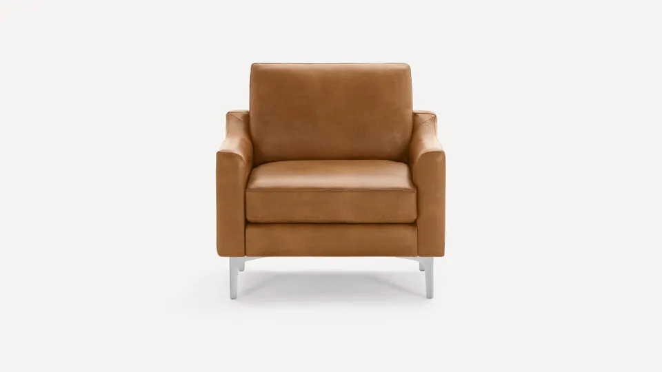Nomad Leather Club Chair - Camel - Top Grain Leather / Chrome - Metal / Slope