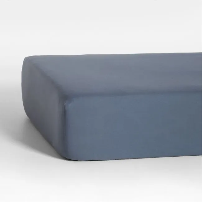 Cozy Cloud Slate Blue Washed 100% Organic Cotton Baby Crib Fitted Sheet