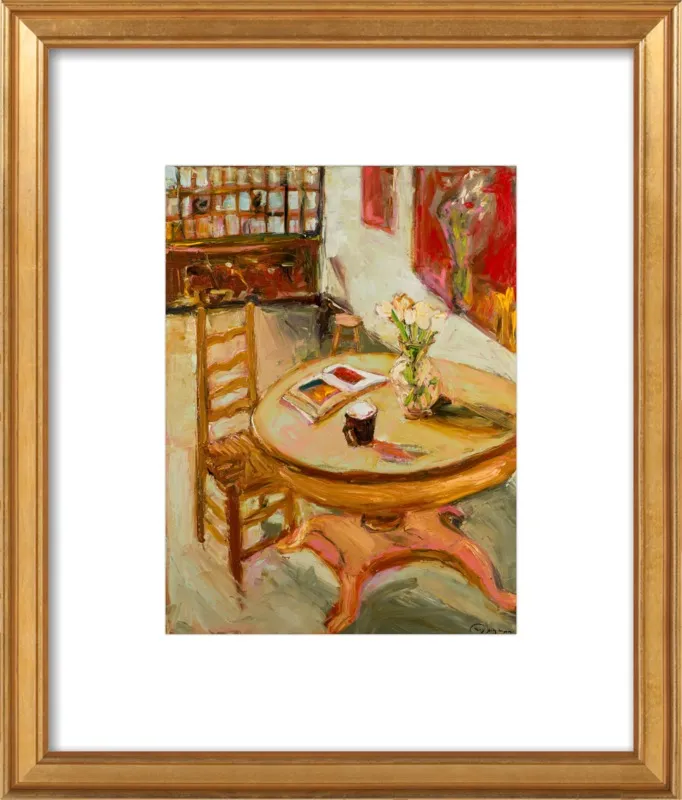 Still Life with open book on table by Ana Guzman for Artfully Walls
