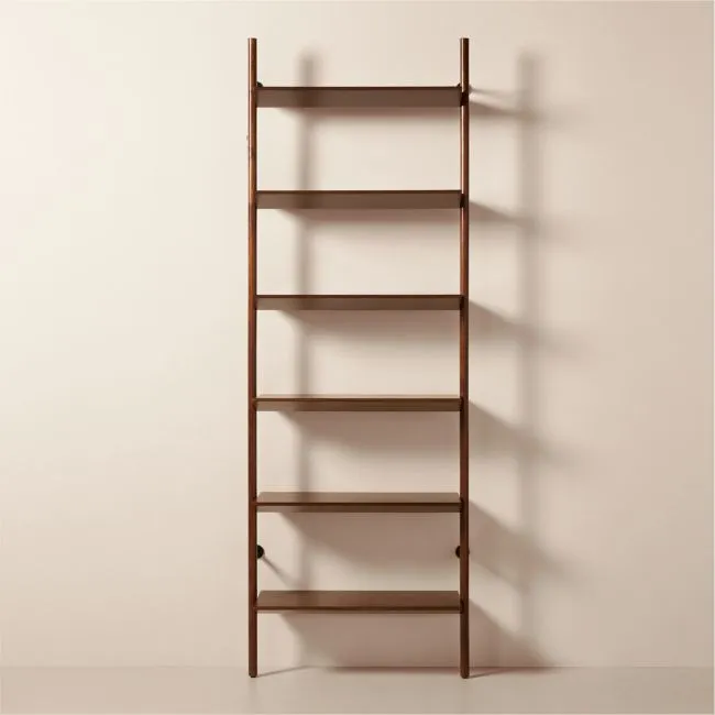 Nabla Brown Walnut Wood Wall Mount Bookcase