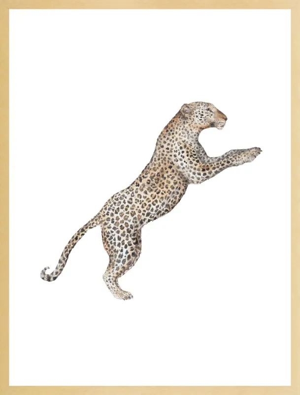 Leaping Leopard Watercolor by Lauren Rogoff for Artfully Walls
