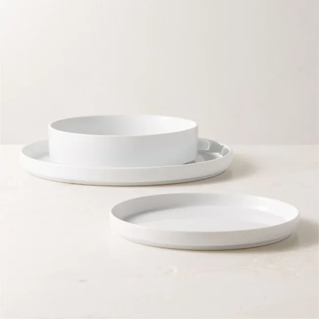 Frank 3-Piece White Dinnerware Set With Pasta Bowl