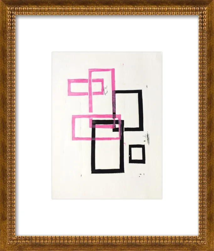 Pink and Black Geometric Squares x2 by Stacy Rajab for Artfully Walls