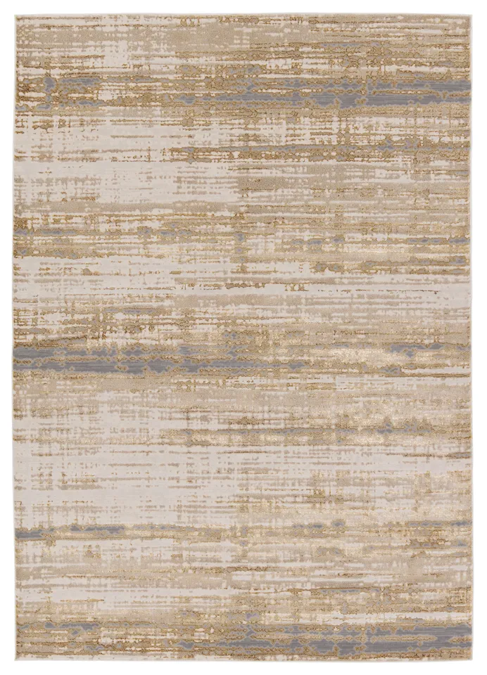 Conclave Abstract Gold/ Cream Area Rug (5'X7'6")
