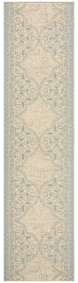 Arlo Home Indoor/Outdoor Woven Area Rug, LND174K, Aqua/Cream,  2' X 8'