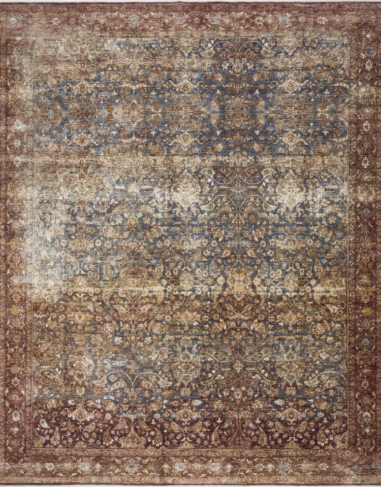 Magnolia Home by Joanna Gaines x Loloi Kennedy Denim / Brick 18" x 18" Sample