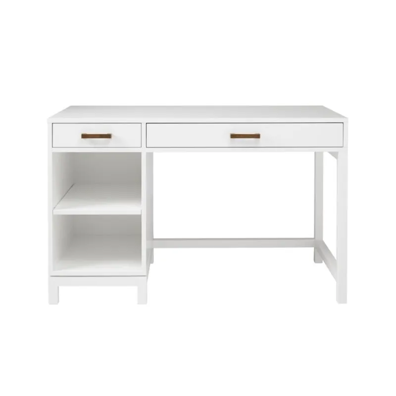 Parke 48" White Wood 2-Drawer Kids Desk
