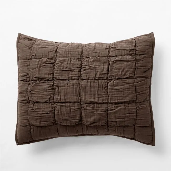 Supersoft Snuggle Puff Cacao Brown Organic Cotton Gauze Kids Pillow Sham