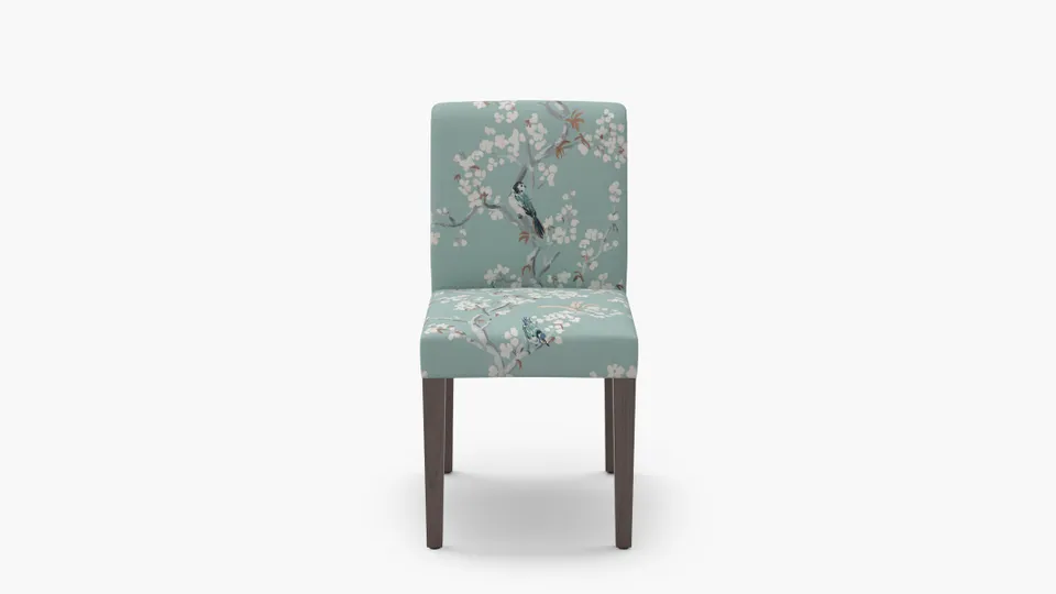 Signature Dining Chair, Mint Cherry Blossom, Espresso Square Tapered Leg