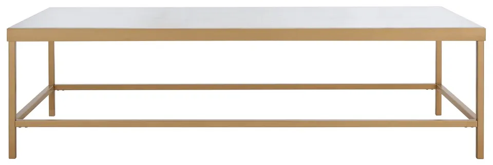 Caralyn Rectangle Marble Coffee Table - White/Brass