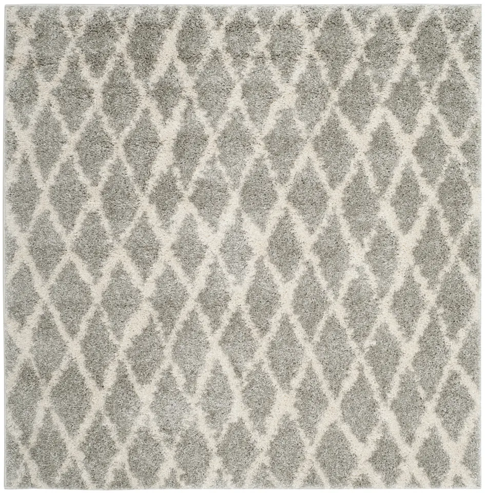 Arlo Home Woven Area Rug, BER163B, Light Grey/Cream,  5' 1" X 5' 1" Square