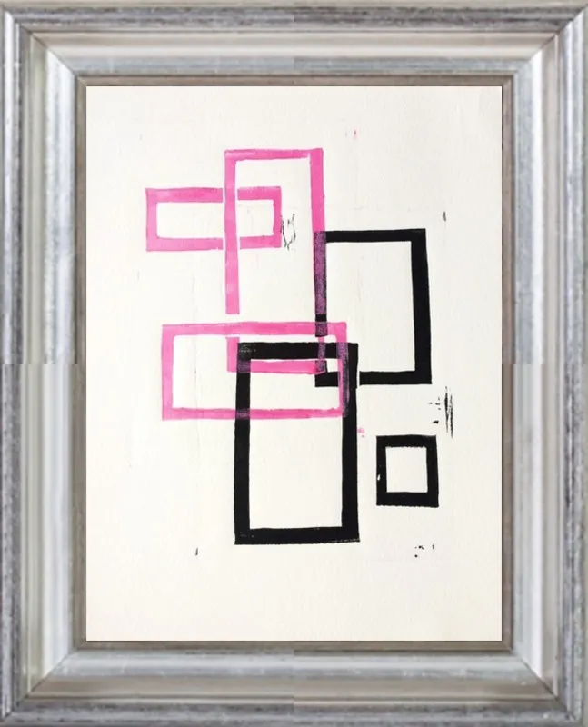 Pink and Black Geometric Squares x2 by Stacy Rajab for Artfully Walls