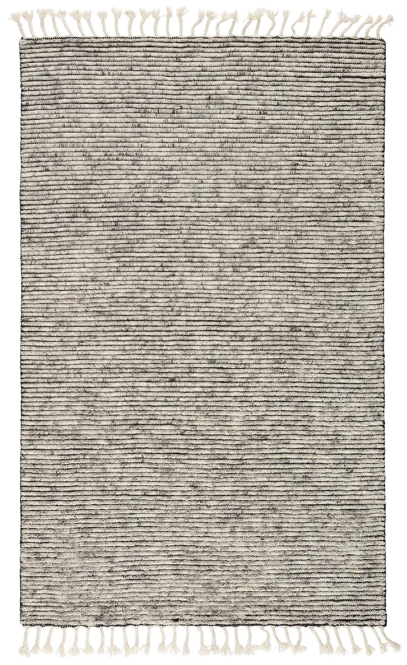 Alpine Hand-Knotted Striped White/ Gray Area Rug (12'X15')