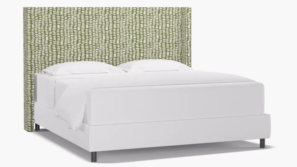 Modern Wingback Headboard, Olive Odalisque, King